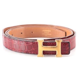 HERMES Mini Constance Crocodile Belt Reversible